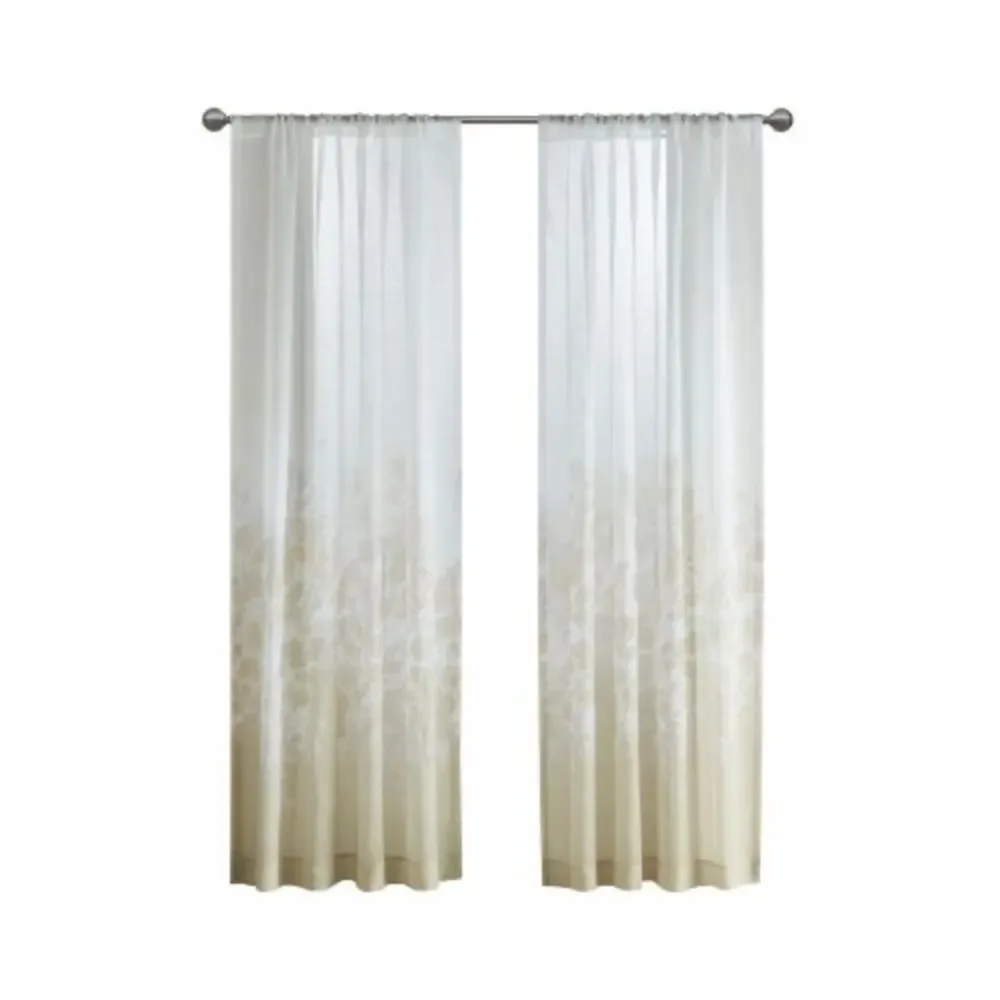 Urban Habitat Kimball Print Sheer Curtains - Taupe 1 Panel 50 x 63 inches